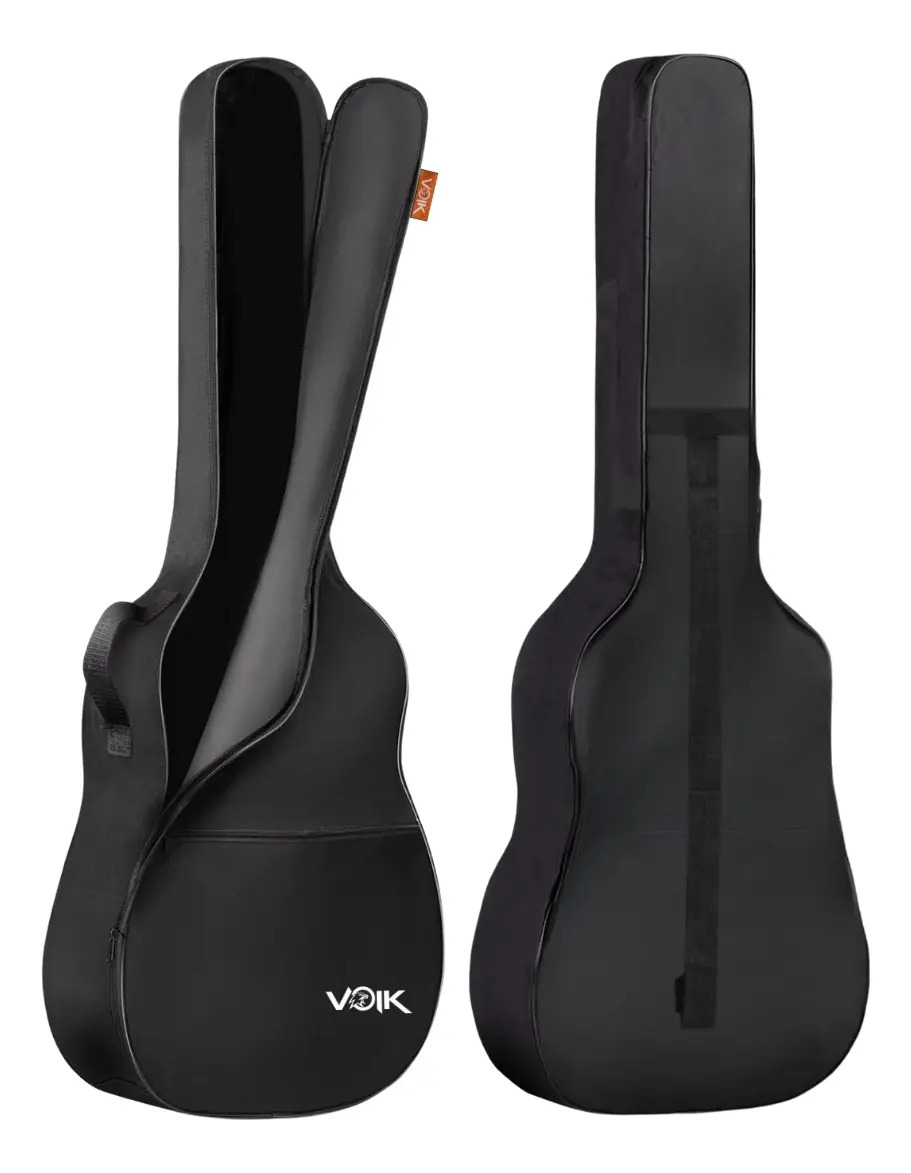 Capa Para Violão Folk Classico Simples Preta com Bolso Externo Com Zíper Cor Preto Voik CV-4101P