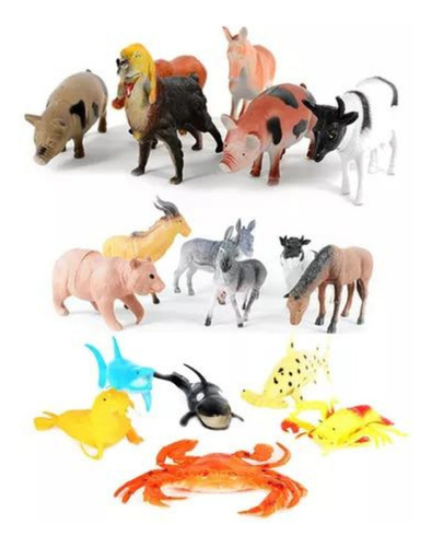 Granja Set De Animales X 18 Goma Grande Calidad Cs