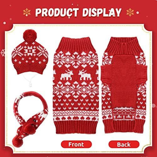 Abrrlo Traje De Navidad Para Perros Conjunto De 3 Pcs Gorro