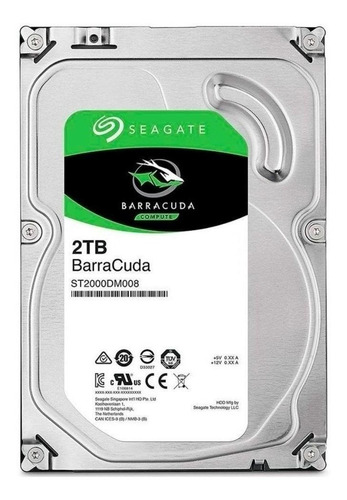 Imagem 2 de 3 de Disco rígido interno Seagate Barracuda ST2000DM008 2TB prata