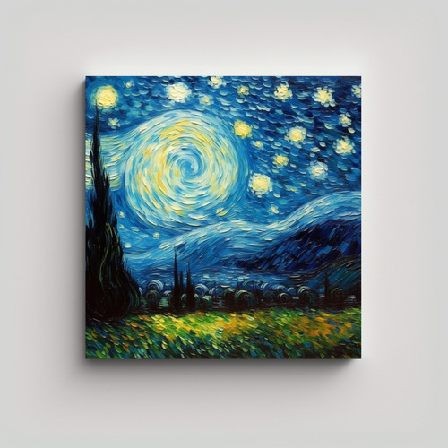 40x40cm Cuadro Decorativo Nocturno De Van Gogh Bastidor Made