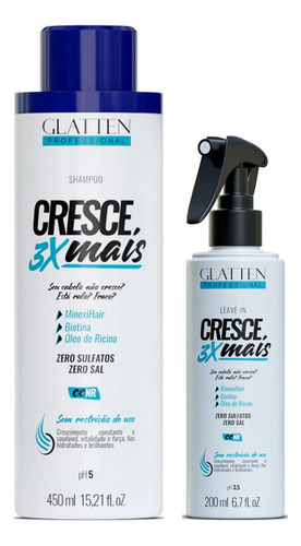  Glatten Cresce 3x Mais Shampoo E Leave-in