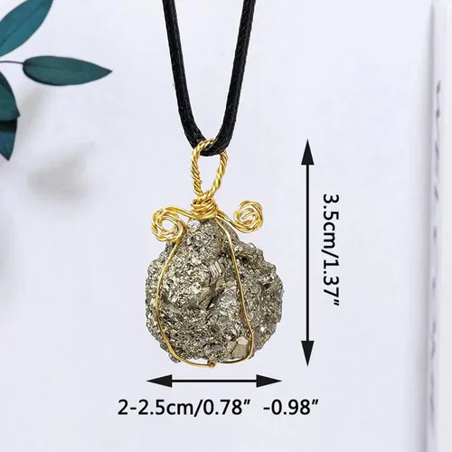 Raw Pyrite Stone Necklace Natural Crystal Stone