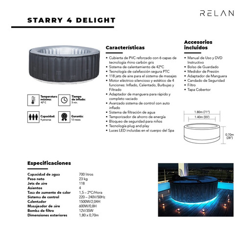 Hot Tub Inflable Starry 4 Delight / Mspa