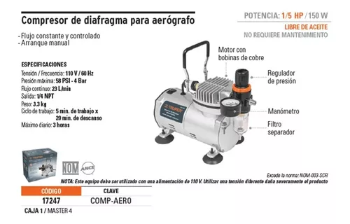 TRUPER COMP-AERO - Compresor de aire para aerógrafo