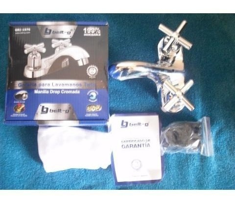 Llave Para Lavamanos Doble Metálica Griferia Belt-g Drop