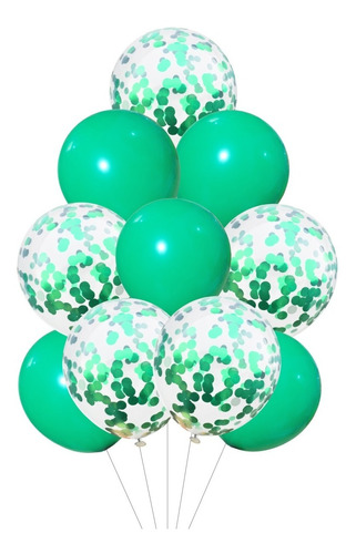 Set 10 Globos Verde Cumpleaños Confetti Decoración 