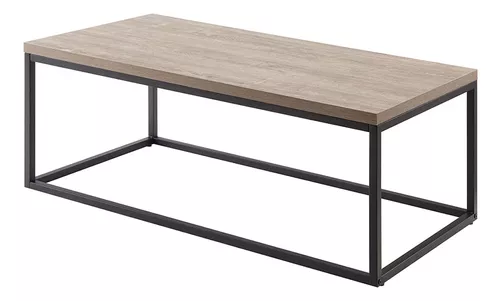 CENSI Mesa de centro de roble natural para sala de estar, mesa de centro  rectangular industrial moderna de madera y metal con mesa extra gruesa