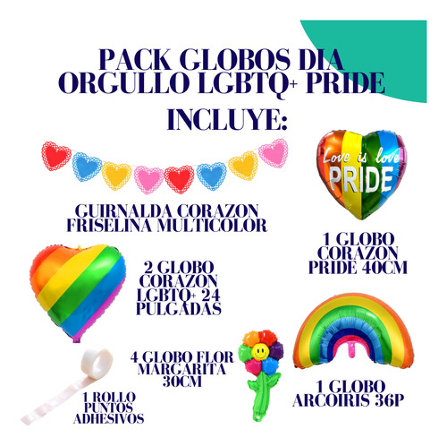 Combo Globos Lgbtq Pride Love Multicolor Deco Pack Fiesta Colorido Lgbtq