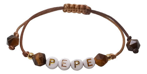 Pulsera Hombre | Nombre Pepe | Cuarzo Marrón - Joyas Lucyana