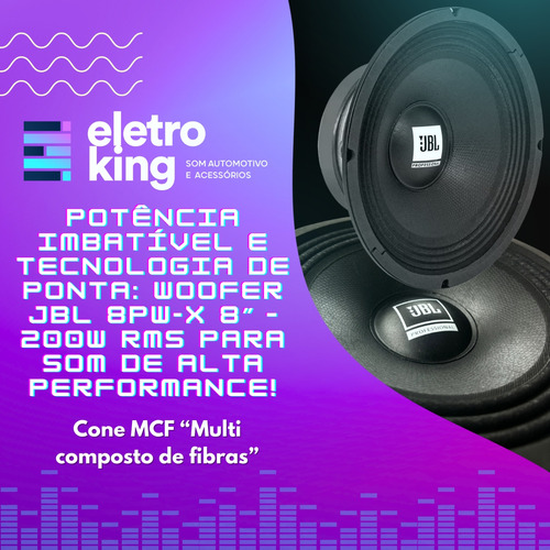Kit 2 Alto Falante Woofer Jbl 8'' Pw-x 200w Rms 8 Ohms Preto