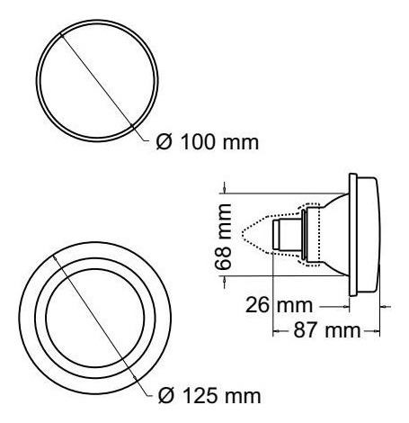 Faro Baiml 1810s Trasero Redondo Universal Con Aro Flexible