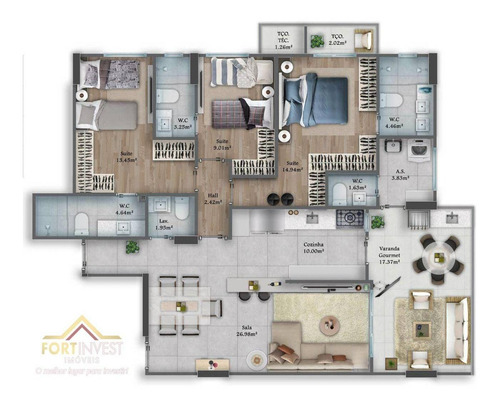 Imagem 9 de 30 de Apartamento Com 3 Dormitórios À Venda, 129 M² Por R$ 1.092.100,00 - Canto Do Forte - Praia Grande/sp - Ap2865