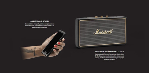 Bocina Marshall Stockwell Oem Portátil Con Bluetooth Negra