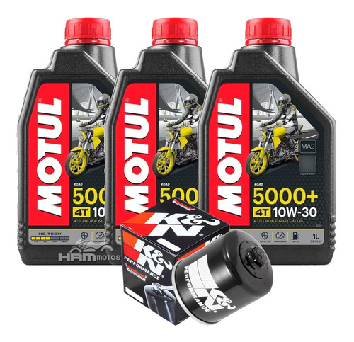 Kit 3 Lts Óleo Motor Motul 5000 10w30+filtro Óleo Cb650f K&n