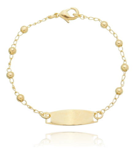 Pulseira Infantil  Bebê Nome  Folheada  Ouro 18k