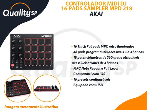 Imagem 9 de 9 de Controlador Midi Usb Dj Mpd218 Akai 16 Pads Retroiluminados