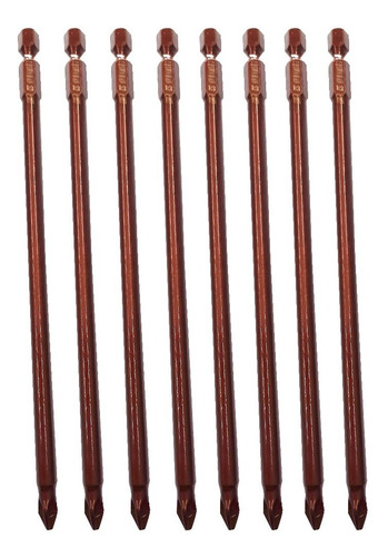 Imagen 1 de 3 de Set 8 Puntas Destornillador Ph2 Magnetico 150mm