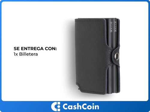 Imagen 7 de 10 de Billetera Walla Wallets Doble Saffiano Black - Cuero Rfid