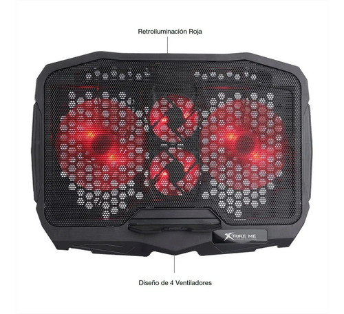 Bandeja Ventilador Cooler Gamer Luz Fondo Xtriker Me Fn-802