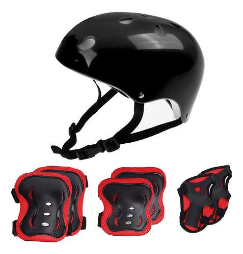 Set Protección Rodilleras Coderas Muñequeras + Casco El Rey