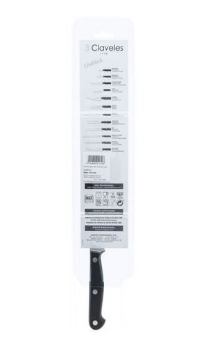 Imagen 3 de 3 de Cuchillo Jamonero 24cm Modelo Uniblock Marca 3 Claveles