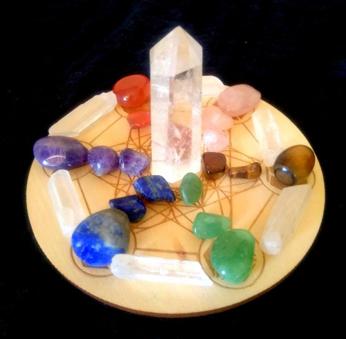 Set Gemoterapia + Tabla Solidos Platónicos + Puntas Cuarzo