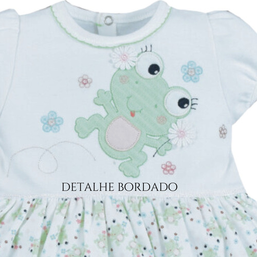 Imagem 2 de 2 de Vestido Bebê Com Body Sapinha Suedine Verde 8793 Upi Uli