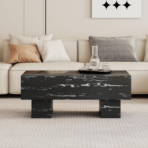Mesa De Centro Moderna Rectangular De Mármol Falso Con Patas