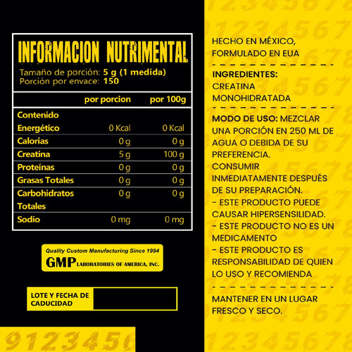 Creatina Monohidratada 750g 34 Zero 150 Servicios Sabores Naranja
