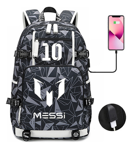 Messi Impresión Mochila Al Aire Libre Gran Capacidad Style 4