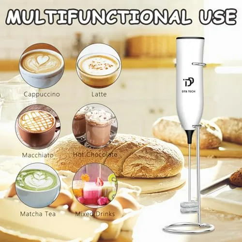 Batidora De Leche Doble Whisk, Potente Y Portátil Para Café,