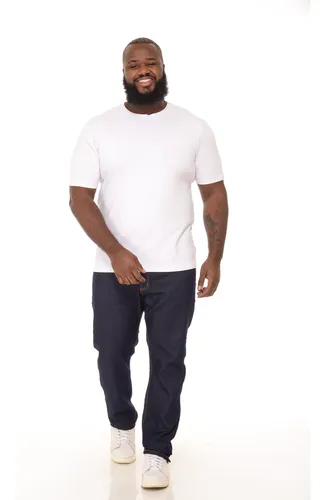Calça Masculina Jeans Escura Plus Size Com Lycra
