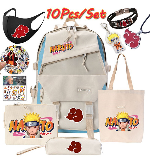 4 Piezasjuego De Mochila Naruto De Doble Cara+fiambrera+más 4 Piezasjuego De Mochila Naruto De Doble Cara+fiambrera+más