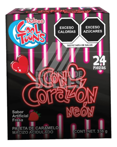 Paletas Cool Toons Con Corazon Neon 24 Pzas