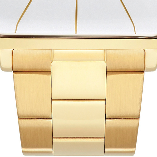 Relógio Orient Feminino Quadrado Dourado Fundo Branco Luxo