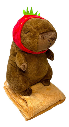 Peluche Capibara Carpincho Con Manta Varios Modelos 40cm Capibara Con Capucha Frutilla