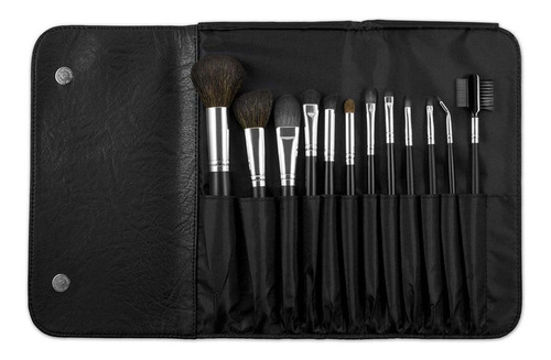 Set de 12 brochas de maquillaje Coastal Scents BR-SET-015 matte black/silver