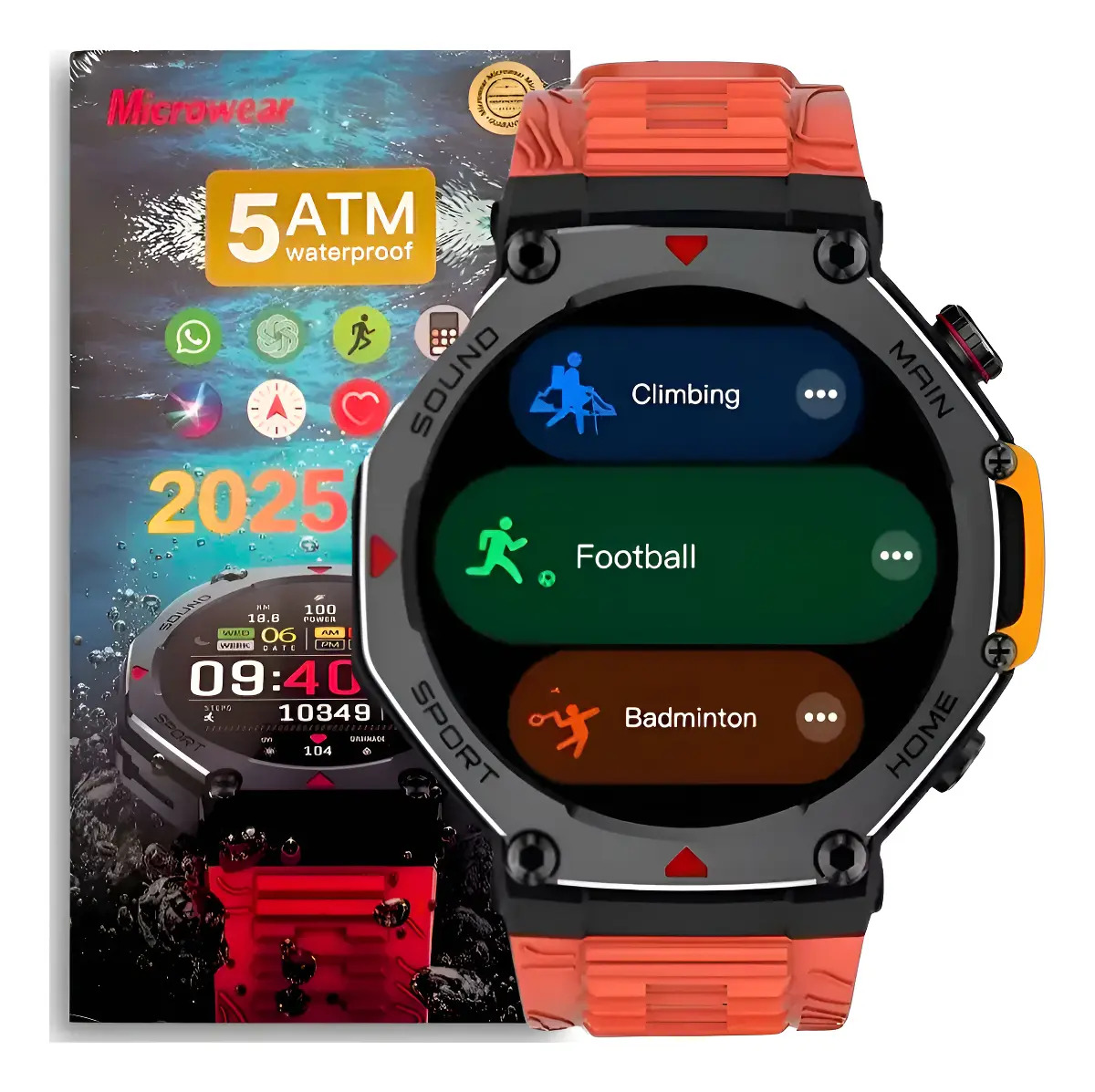 Smartwatch Relógio Ma31 M-rex4 Série 10 Redondo Sport E Gps Caixa Laranja