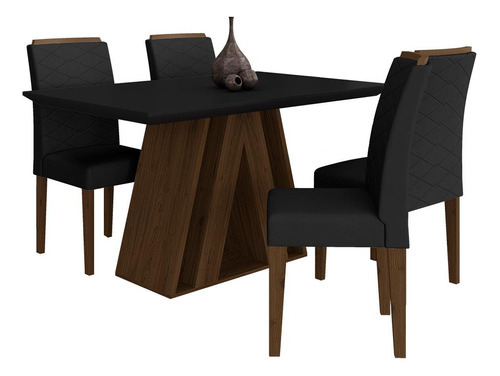 Mesa De Jantar 4 Cadeiras 1,36 Ravena Imbu/pret/preto - M.a Cor Imbuia/preto/preto 06