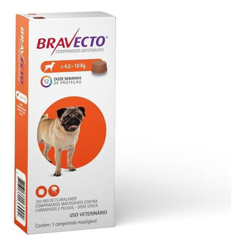 Bravecto Antipulgas e Carrapatos Para Cães De 4,5 A 10 Kg