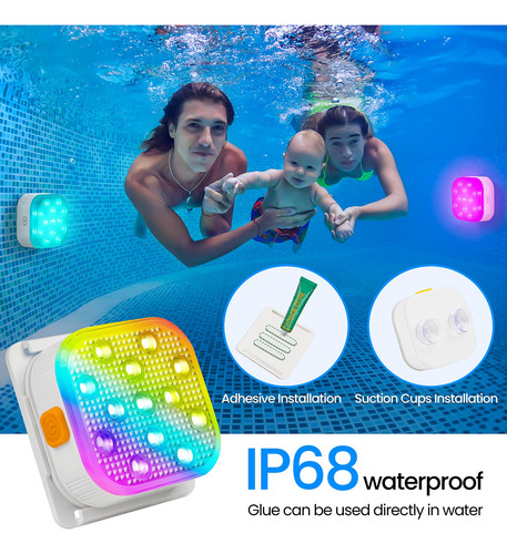 Luces De Piscina Led Recargables Sumergibles Ip68 16 Colores Color Del Producto Color De La Luz