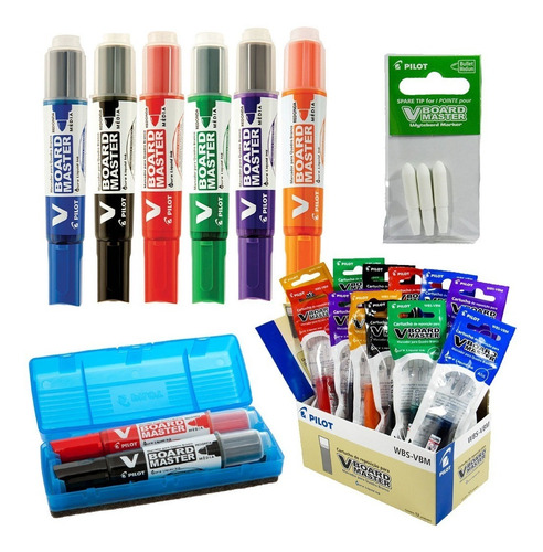 Imagem 1 de 6 de Kit Pincel De Quadro Branco, Refis, Apagador E Ponta Pilot