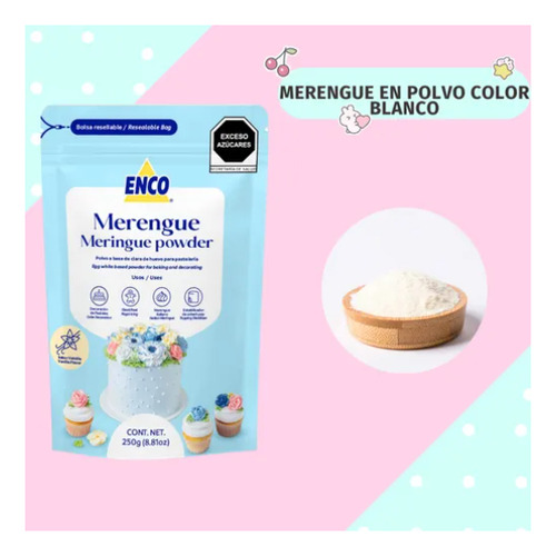 Merengue En Polvo Sabor Vainilla Enco 500gr (2 Bolsas)
