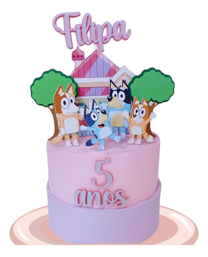 Letrero Para Pastel Cake Topper  Bluey Personalizado