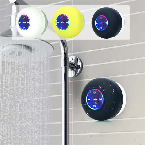 Altavoz Bluetooth Para Ducha Mano Libr Luz Color Ventosa Al