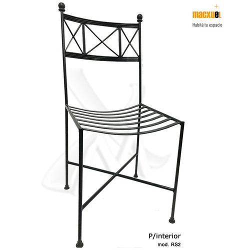 Imagen 2 de 9 de Silla De Hierro Forjado X2 Unidades Pata Recta Epoxi Negro