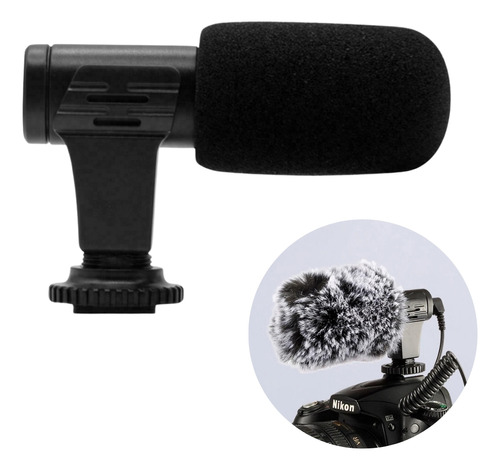 Microfone Shotgun Estéreo Supercardióide Camera Mamen Mic-06