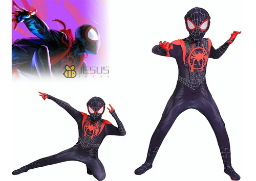 Imagen 3 de 9 de Miles Morales De Disfraz De Superhéroe Spiderman Para Niños