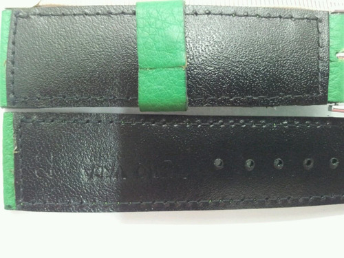 Malla Para Reloj Cuero Verde Lisa 22mm